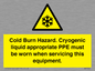 WK7023: Cold Burn Hazard. Cryogenic liquid appropriate PPE must be worn when servicing this equipment.