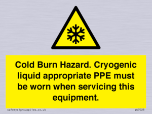 WK7023: Cold Burn Hazard. Cryogenic liquid appropriate PPE must be worn when servicing this equipment.