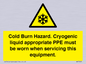 WK7023: Cold Burn Hazard. Cryogenic liquid appropriate PPE must be worn when servicing this equipment.