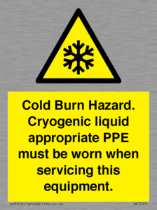 WK7023: Cold Burn Hazard. Cryogenic liquid appropriate PPE must be worn when servicing this equipment.