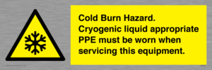 WK7023: Cold Burn Hazard. Cryogenic liquid appropriate PPE must be worn when servicing this equipment.