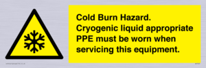 WK7023: Cold Burn Hazard. Cryogenic liquid appropriate PPE must be worn when servicing this equipment.