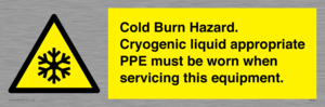 WK7023: Cold Burn Hazard. Cryogenic liquid appropriate PPE must be worn when servicing this equipment.