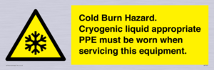 WK7023: Cold Burn Hazard. Cryogenic liquid appropriate PPE must be worn when servicing this equipment.