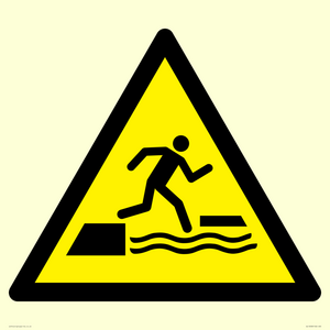WL12008: W068 Warning: Falling into water when stepping on or off a floating surface