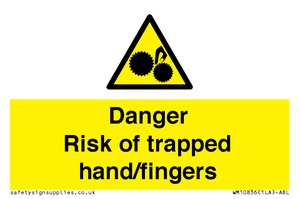 WM10836: Danger Risk of trapped hand/fingers