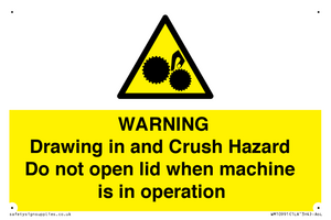 WM10991: Warning Drawing in and Crush Hazard