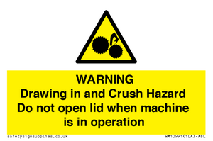 WM10991: Warning Drawing in and Crush Hazard