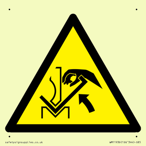 WM11936: W031 Warning: Hand crushing between press brake and material