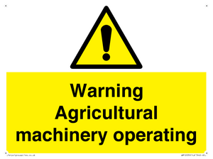 WM12039: Warning Agricultural machinery operating