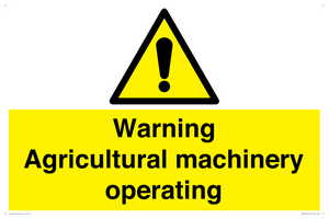 WM12039: Warning Agricultural machinery operating