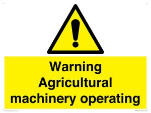 WM12039: Warning Agricultural machinery operating