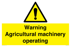 WM12039: Warning Agricultural machinery operating