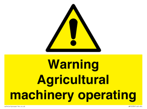WM12039: Warning Agricultural machinery operating