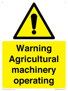 WM12039: Warning Agricultural machinery operating
