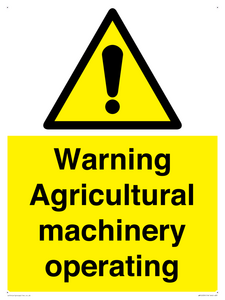 WM12039: Warning Agricultural machinery operating