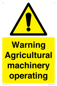 WM12039: Warning Agricultural machinery operating