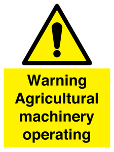 WM12039: Warning Agricultural machinery operating