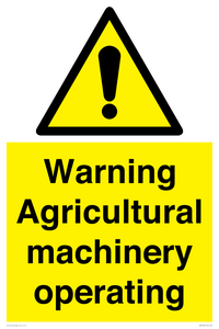 WM12039: Warning Agricultural machinery operating