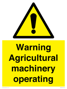 WM12039: Warning Agricultural machinery operating