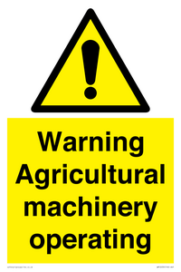 WM12039: Warning Agricultural machinery operating