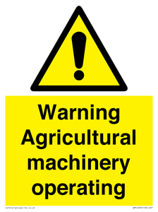 WM12039: Warning Agricultural machinery operating