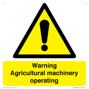 WM12039: Warning Agricultural machinery operating