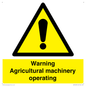 WM12039: Warning Agricultural machinery operating