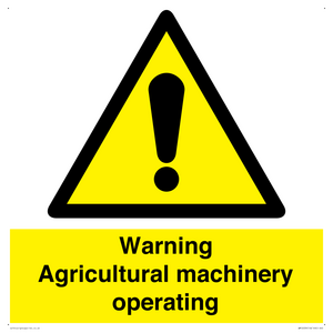 WM12039: Warning Agricultural machinery operating