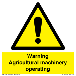 WM12039: Warning Agricultural machinery operating