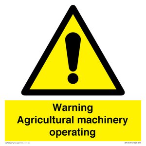 WM12039: Warning Agricultural machinery operating