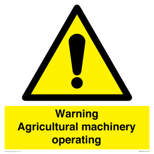 WM12039: Warning Agricultural machinery operating
