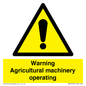 WM12039: Warning Agricultural machinery operating