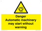 WM13107: danger automatic machinery may start without warning