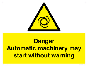 WM13107: danger automatic machinery may start without warning