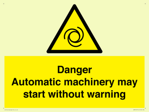WM13107: danger automatic machinery may start without warning
