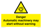 WM13107: danger automatic machinery may start without warning