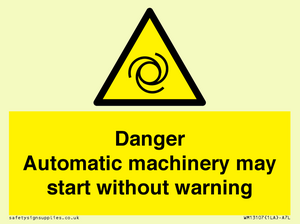 WM13107: danger automatic machinery may start without warning