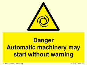 WM13107: danger automatic machinery may start without warning