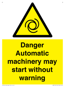 WM13107: danger automatic machinery may start without warning
