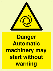 WM13107: danger automatic machinery may start without warning