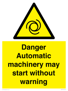 WM13107: danger automatic machinery may start without warning