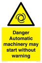 WM13107: danger automatic machinery may start without warning