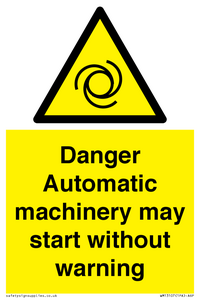 WM13107: danger automatic machinery may start without warning