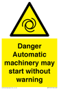 WM13107: danger automatic machinery may start without warning