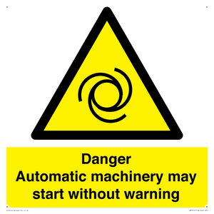 WM13107: danger automatic machinery may start without warning