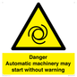 WM13107: danger automatic machinery may start without warning
