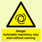 WM13107: danger automatic machinery may start without warning