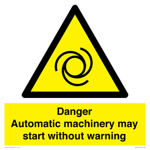 WM13107: danger automatic machinery may start without warning