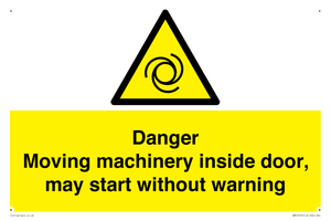 WM16555: Danger Moving machinery inside door